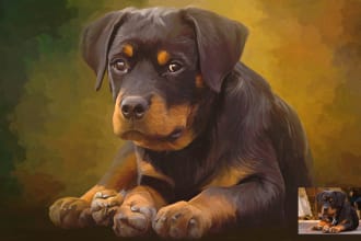 draw any pets dog cat or animals into oil painting portrait