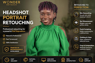 do headshot, portrait, and natural beauty retouch