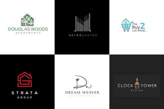 do real estate, property management, home construction mortgage logo