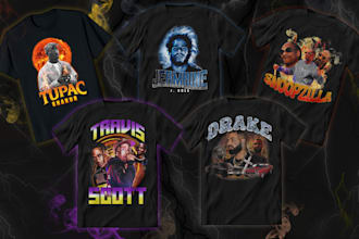 create a bootleg rap tshirt with vintage 90s style