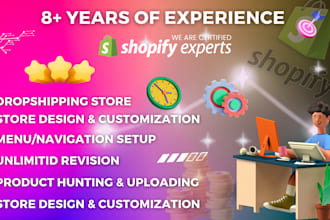 setup shopify dropshipping store, manage shopify store