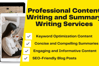 be your professional content writer for summary blog posts and content writing