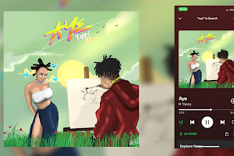 design a cartoon cover art for your song, album and mixtape