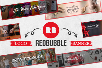 design redbubble logo, banner, setup redbubble store