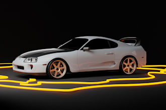 create 3d model of any car, make texturing and render