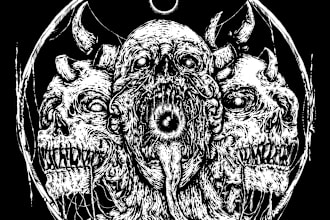 draw dark art horror illustration for you