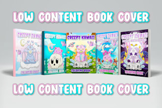 design a creepy kawaii coloring book cover for amazon KDP