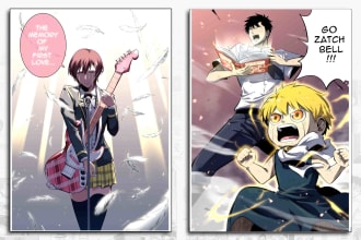 create a professional colored manga page for you