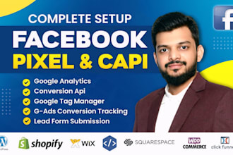 set up or fix meta facebook pixel conversion API shopify, google analytics 4,GTM