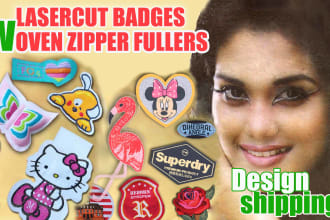 design custom woven laser cut patches and zipper fullers and free shipping