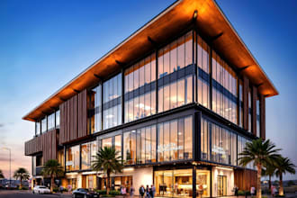 do 3d exterior design of house, commercial building