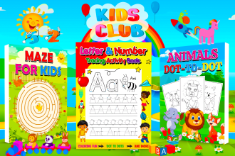 design kids coloring book cover kids activity book interior pages for KDP