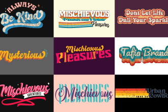 create retro hand lettering or typography designs for t shirt