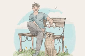 draw a cute portrait for couples or family
