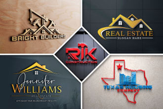 do real estate, property, and construction business logo design