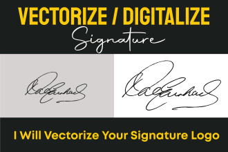 digitize, vectorize, trace, hand drawn signature logo to vector
