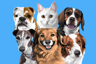 draw a custom cartoon vector of your pet or any animaltoon vector art