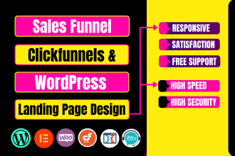 design sales funnel, clickfunnels, wordpress landing page,elementor landing page