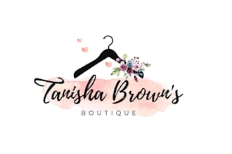 design floral clothing, apparel, hanger, fancy boutique logo