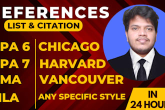 proofread, edit references and citations apa, chicago, ama, harvard, etc in 24h