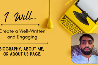 write professional bio, about me page, and author bio that are SEO optimized