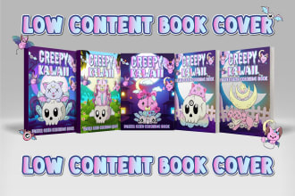 create creepy kawaii coloring book cover for amazon KDP