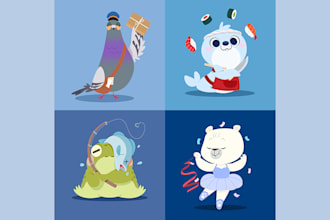 draw 2d vector character illustration for you