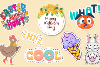 design custom typography cute sticker packs, premium badge design