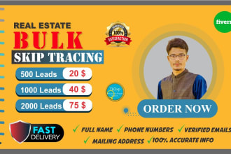 provide skip tracing for real estate, bulk skip tracing and pre probate leads