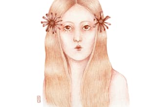 draw a floral character with pencil