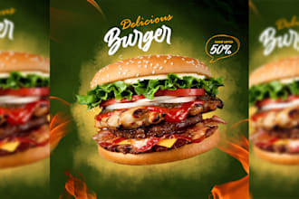 design a restaurant food flyer, marketing and animated flyer