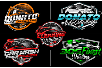 create pressure washing, auto detailing and car wash logo design
