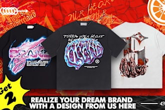 create 2 edgy and dope tshirt design set graphic design for your clothing