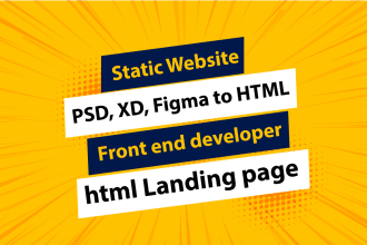 convert psd, xd, figma to html, static website, frontend developer