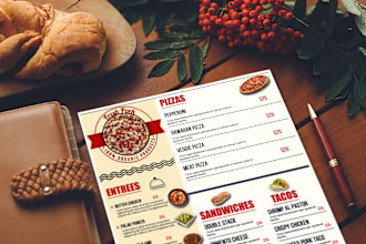 design restaurant menu, food menu, food flyer, price list or brochure