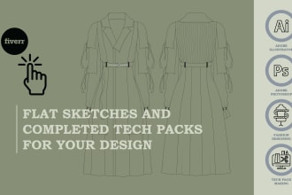fashion technical drawings, complete tech pack designs
