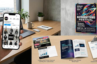 design white papers, posters, database schemas, and social media