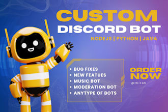 custom discord bot development python nodejs java