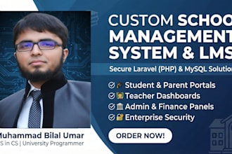 develop a custom school management system or lms in laravel