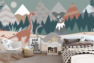 design a custom wall art, mural for kids rooms