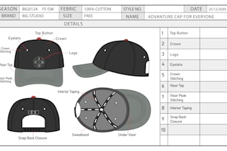 create fashion design tech pack, technical drawings, flat sketch, and template