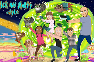 draw you in rick and morty cartoon style