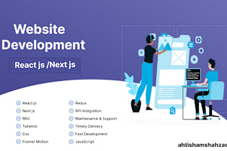 develop responsive websites using react js, next js material UI and tailwind