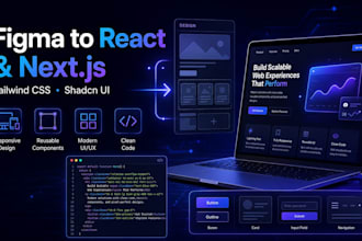 convert figma to react or nextjs with tailwind CSS and shadcn UI