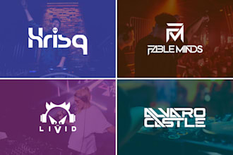 do dj music logo, band, studio record, singer, producer artist edm design