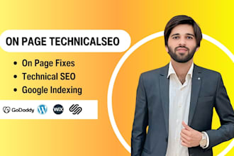 optimize wordpress, wix, godaddy and squarespace websites with on page seo