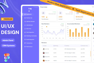 design dashboard, web app, saas UI UX, CRM and admin panel UI UX design