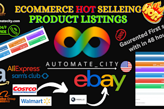 provide amazon, walmart and ebay listings