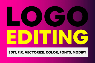 edit, modify,vectorize, change color, text font of your logo