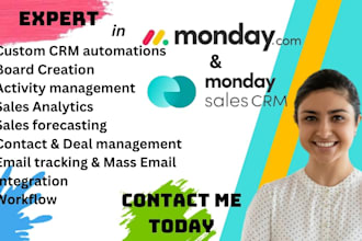 set up monday com and the CRM for project management
